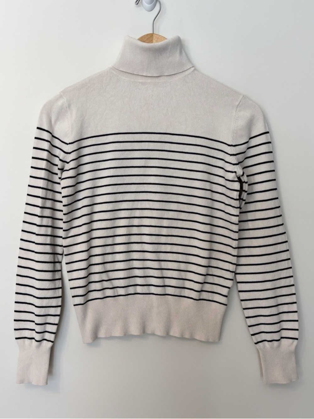 H&M Marineir Stripe Turtleneck Sweater Cream XS